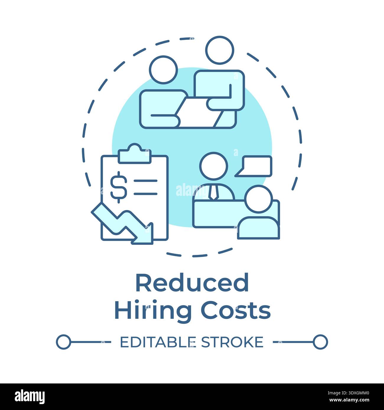 Reduced hiring costs soft blue concept icon Stock Vector