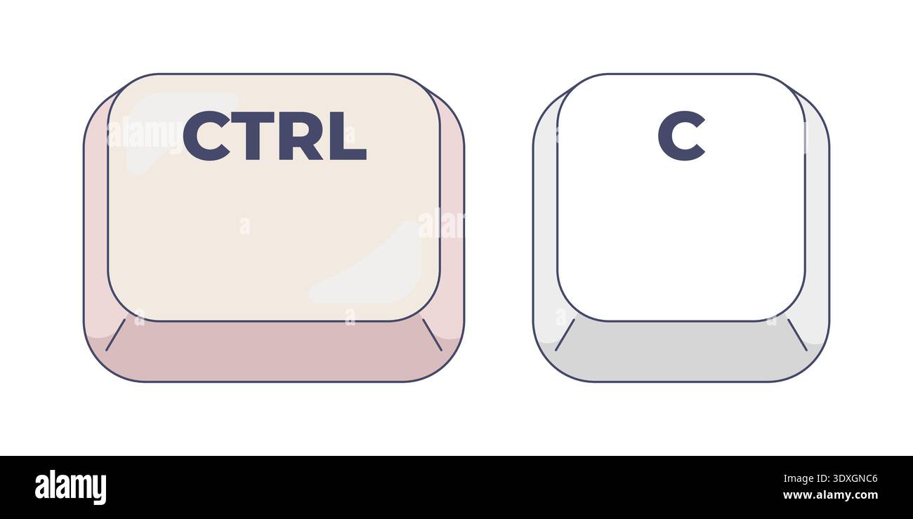 Ctrl C letter computer keyboard shortcut Stock Vector