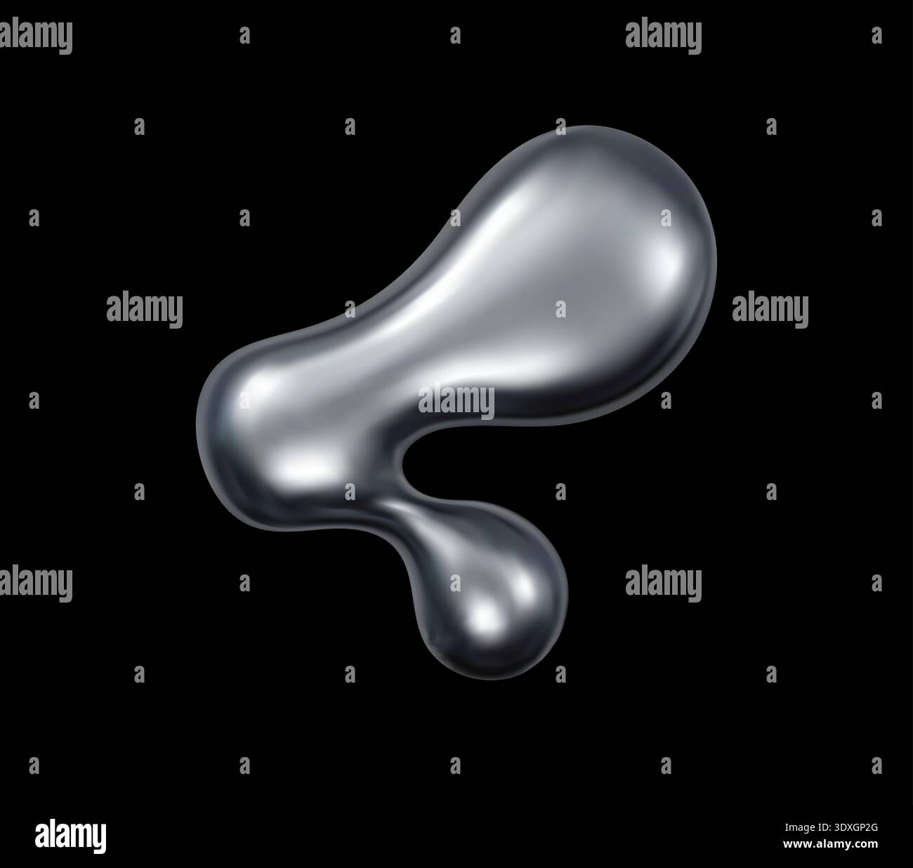 3d liquid chrome metal drop and fluid shape Stock Vector