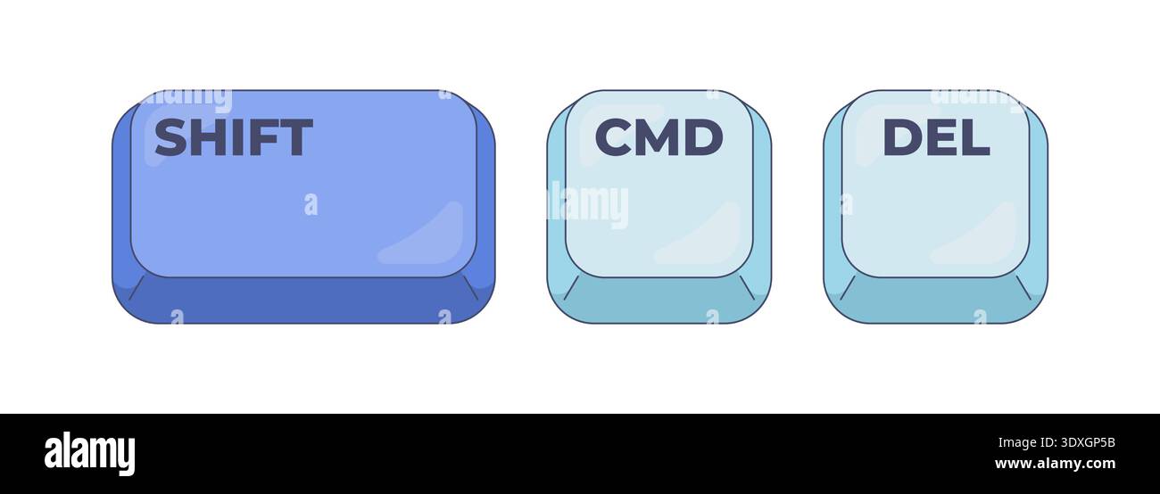 Shift CMD Delete computer keyboard shortcut Stock Vector