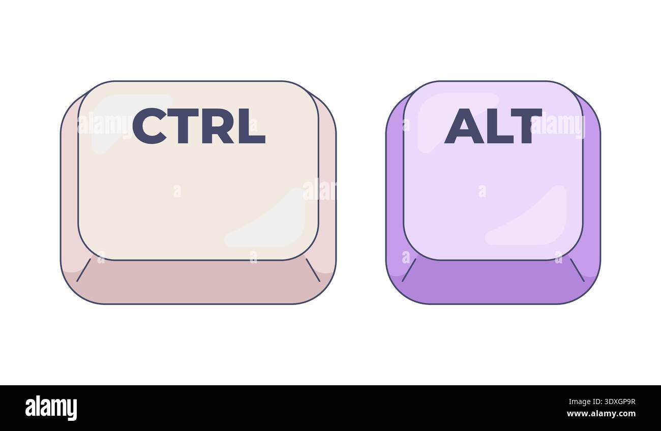 Ctrl Alt computer keyboard shortcut Stock Vector