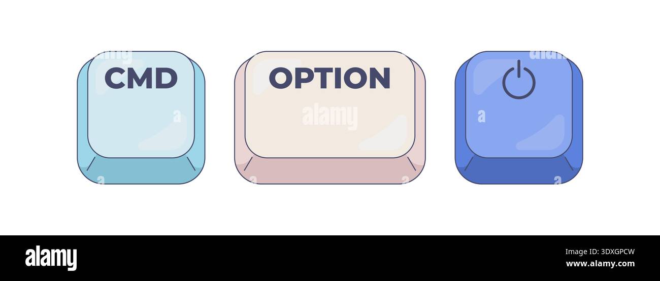 CMD Option Power computer keyboard shortcut Stock Vector
