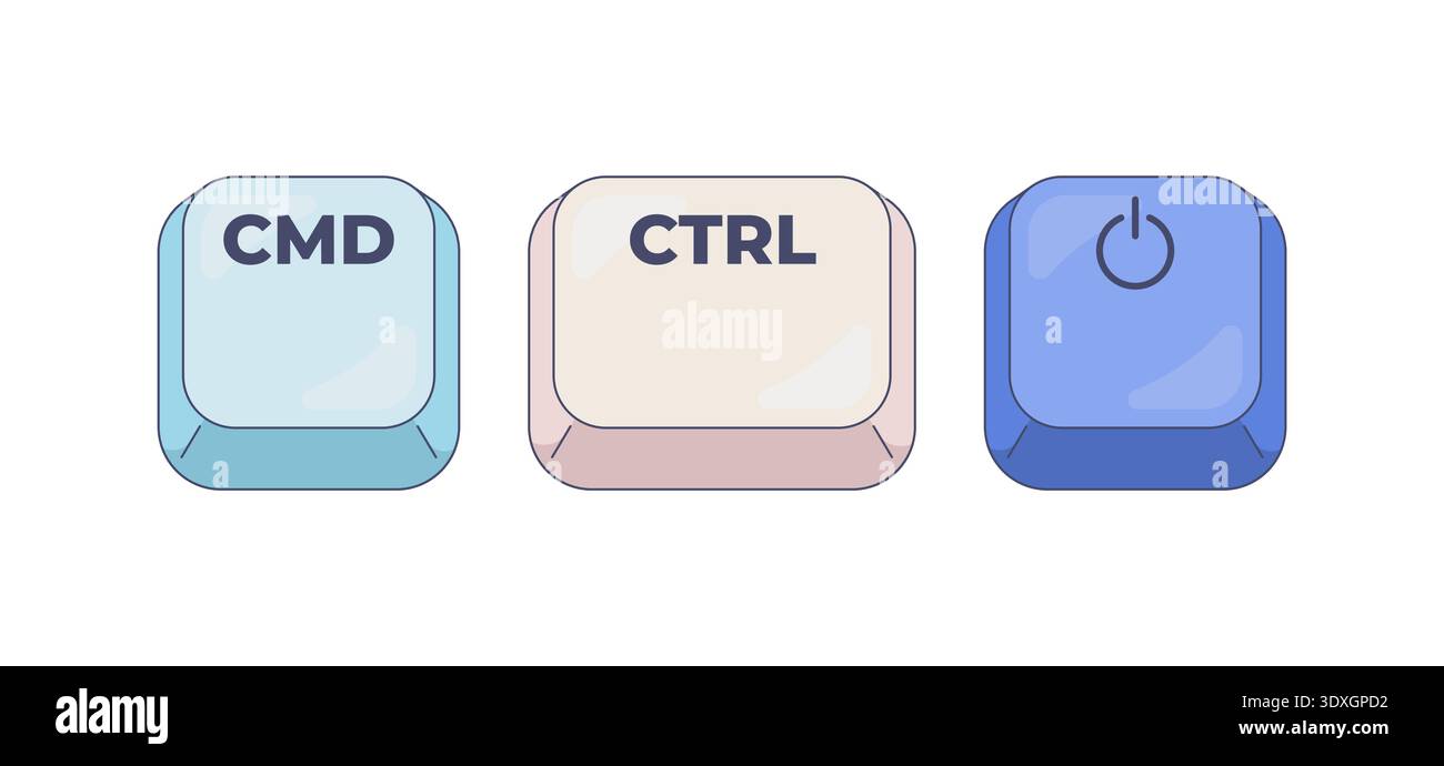 CMD CTRL Power computer keyboard shortcut Stock Vector