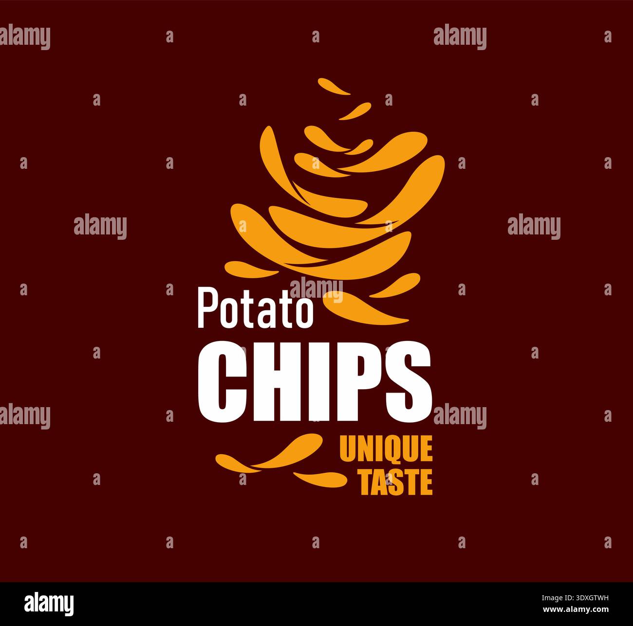 Flying crispy potato chips icon fried salted snack Stock Vector