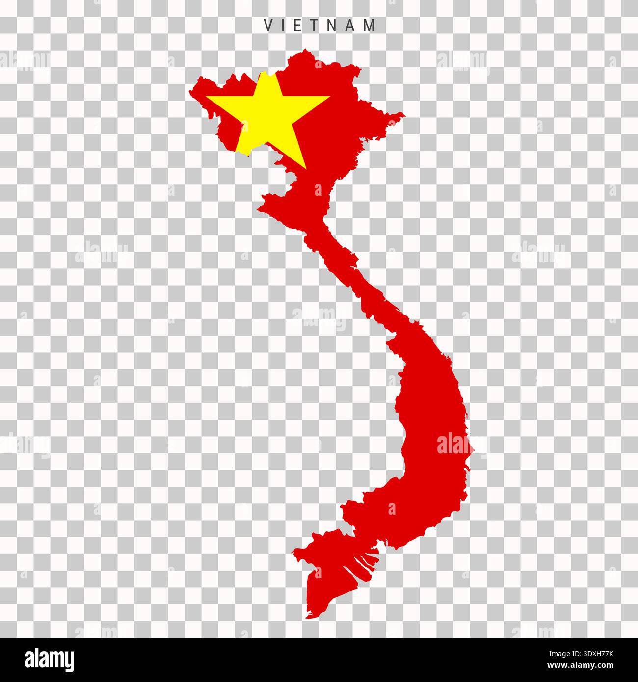 Editable silhouette map of Vietnam filled with official national flag ...