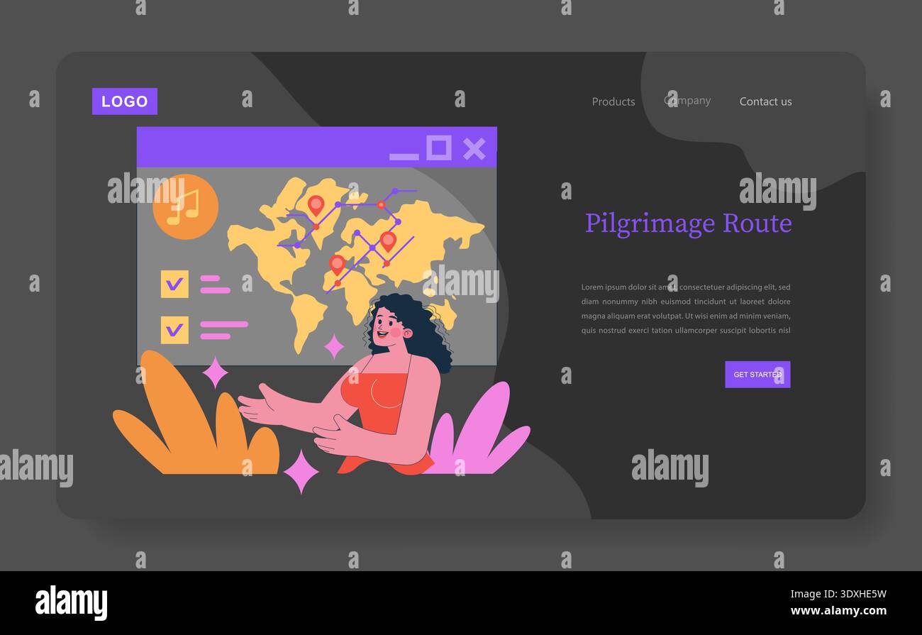 Interactive world map vector with a woman gesturing towards marked ...