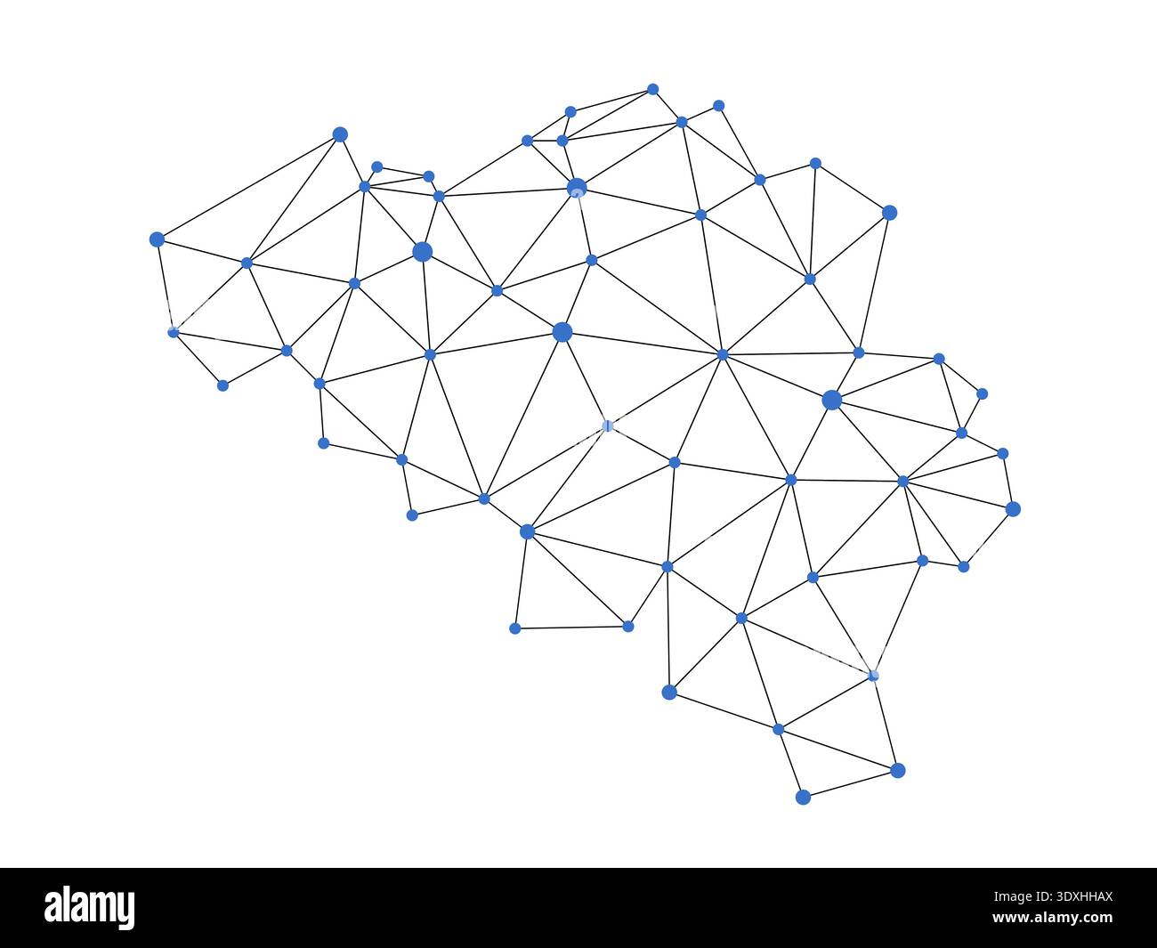 Belgium map. Abstract geometric map - connection dots mesh lines. Stock Vector