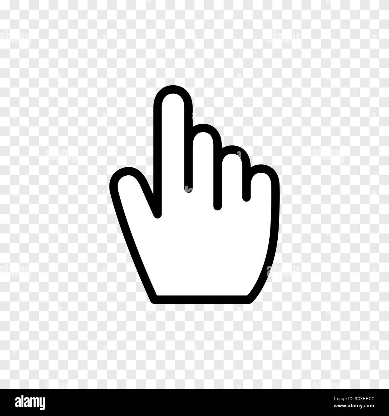 Cursor click hand pointer icon gesture touch interaction symbol isolated transparent background Stock Vector