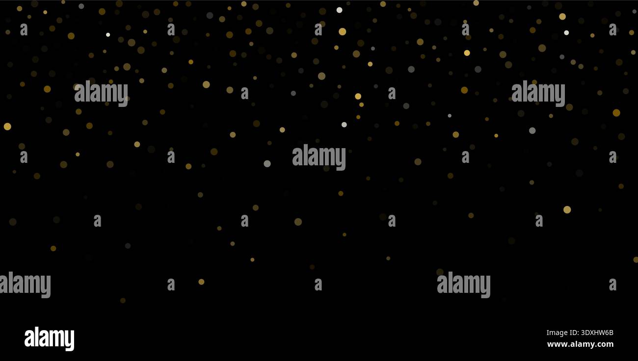 Firework golden confetti pattern background gradient. Vector gold glitter carnival dust texture. Stock Vector