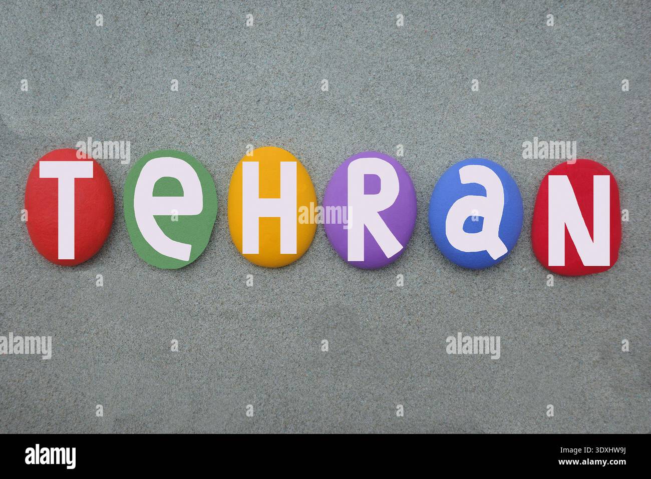 Tehran Lettering Tehran, capital city of Iran, creative logo design composed with hand ...