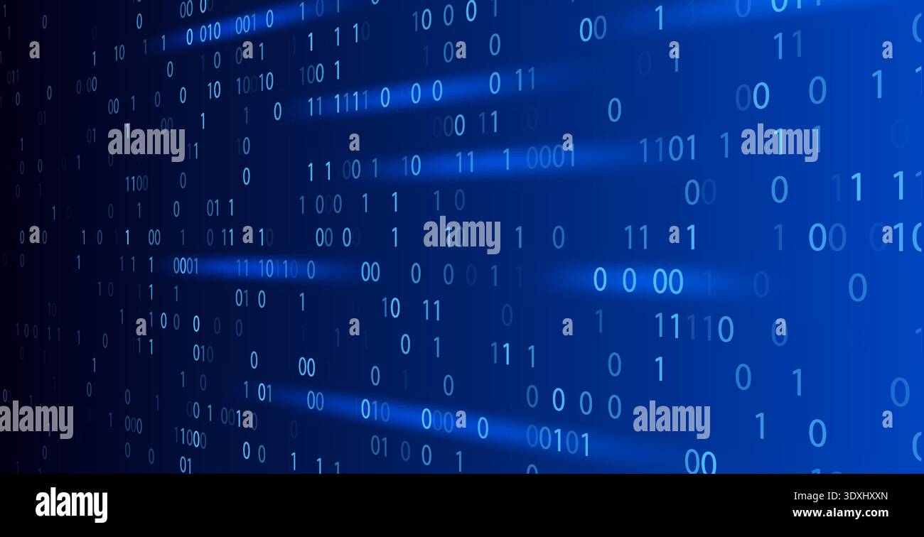 Code binary matrix data background. Technology software abstract binary code program blockchain digital Stock Vector
