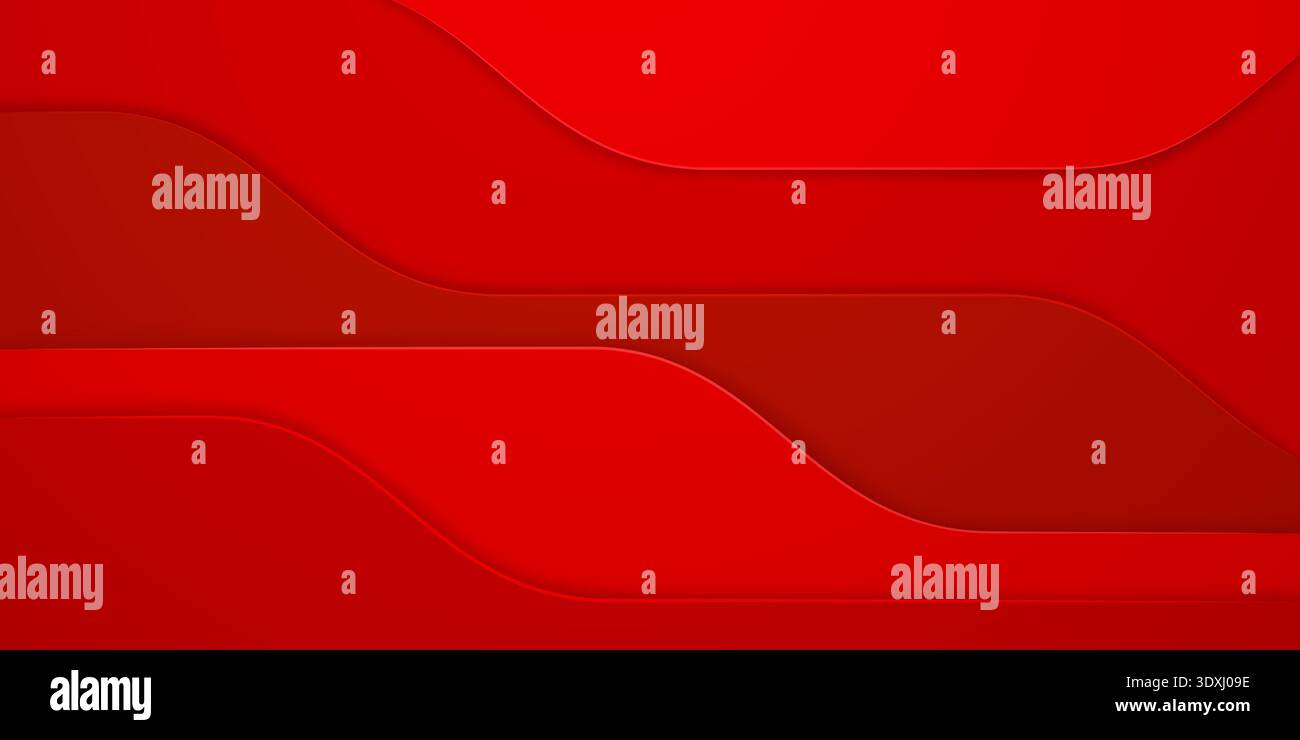 Vibrant red abstract background featuring wavy layers and subtle shading, creating a dynamic visual effect. Stock Vector