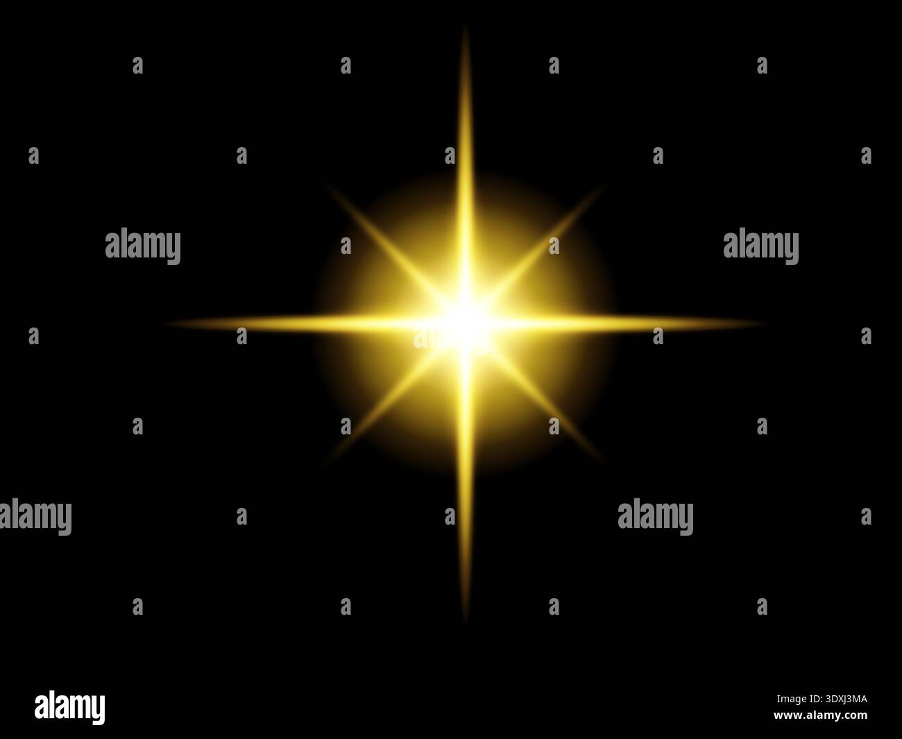 Abstract golden light burst with rising sun rays in radiant glow on ...