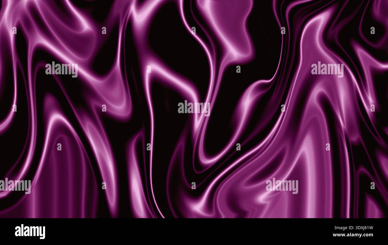 Deep purple liquid abstract background glossy fluid waves on black texture Stock Photo