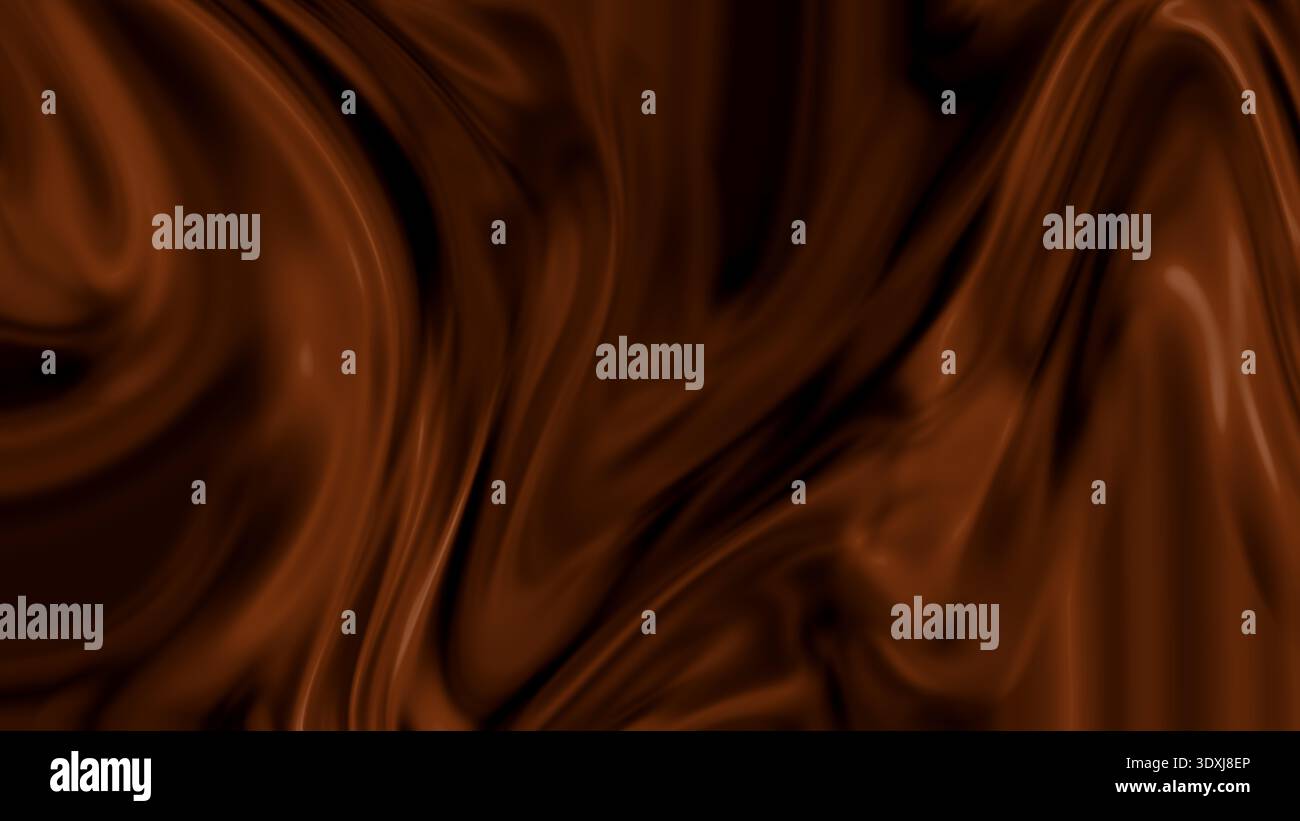 Dark chocolate brown liquid abstract background glossy smooth waves texture Stock Photo