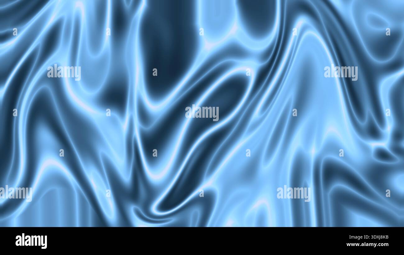 Blue glossy liquid abstract background smooth fluid waves cool texture Stock Photo