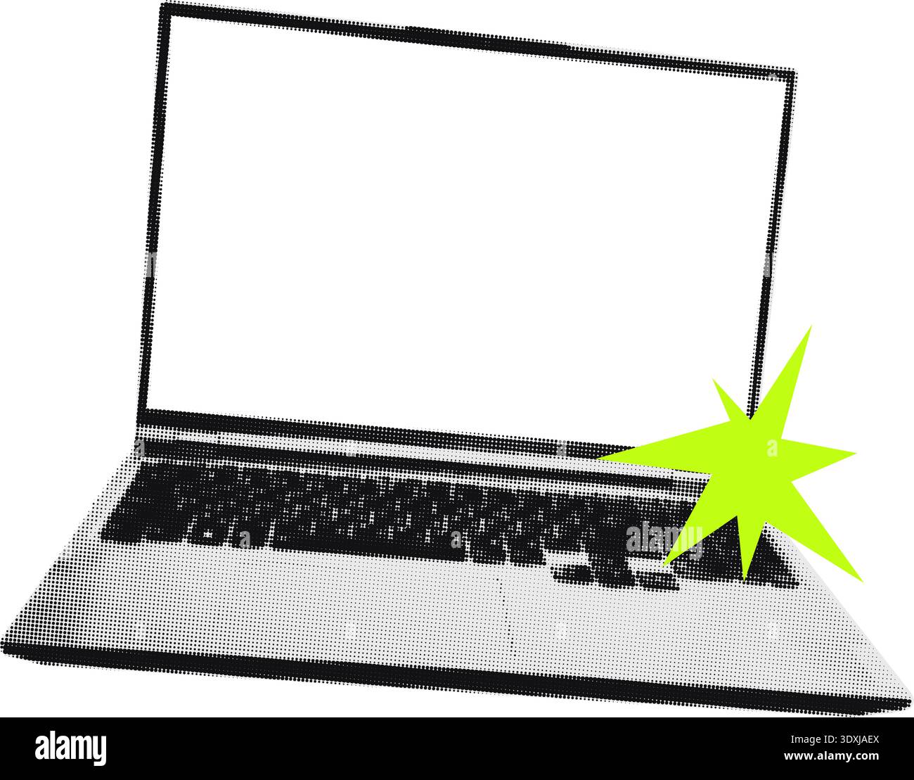 Halftone laptop retro vector illustration for collage Stock Vector