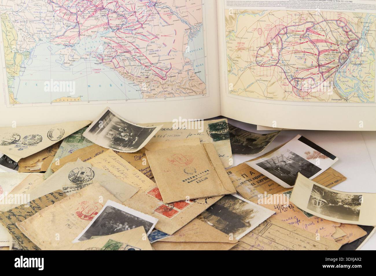 Ww2 Display Lettering Maps of the WW2 1942-1943 and postal letters 1941-1945 Stock Photo - Alamy