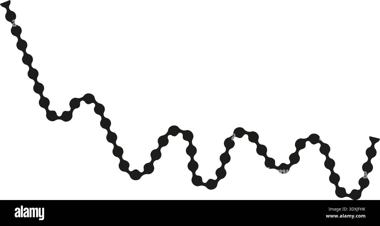 Dotted path forming an unpredictable and irregular sequence of interconnected curves. Stock Vector
