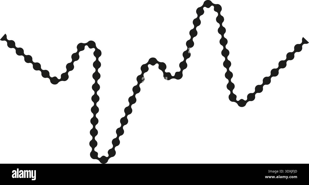 Interconnected dotted path forming a broken line with sharp interruptions and irregular spacing. Stock Vector