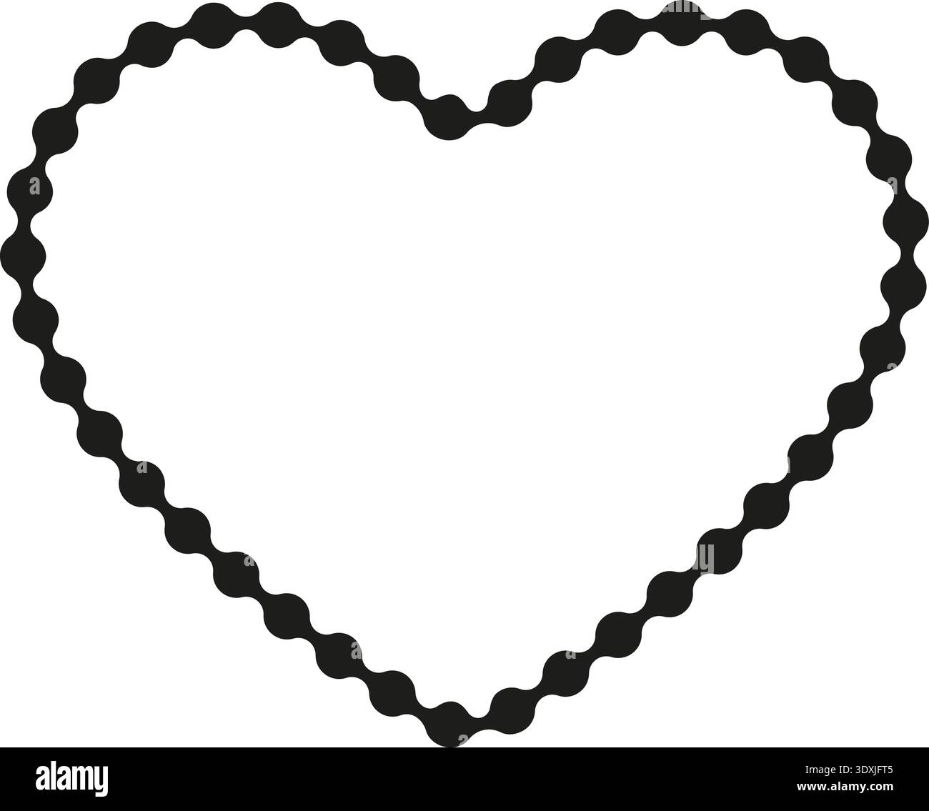 Dotted path forming a symmetrical heart shape with smooth and rounded curves. Stock Vector