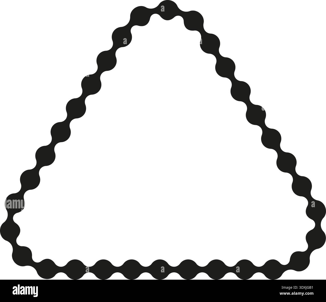 Dotted path forming a triangle with curved rounded edges. Stock Vector