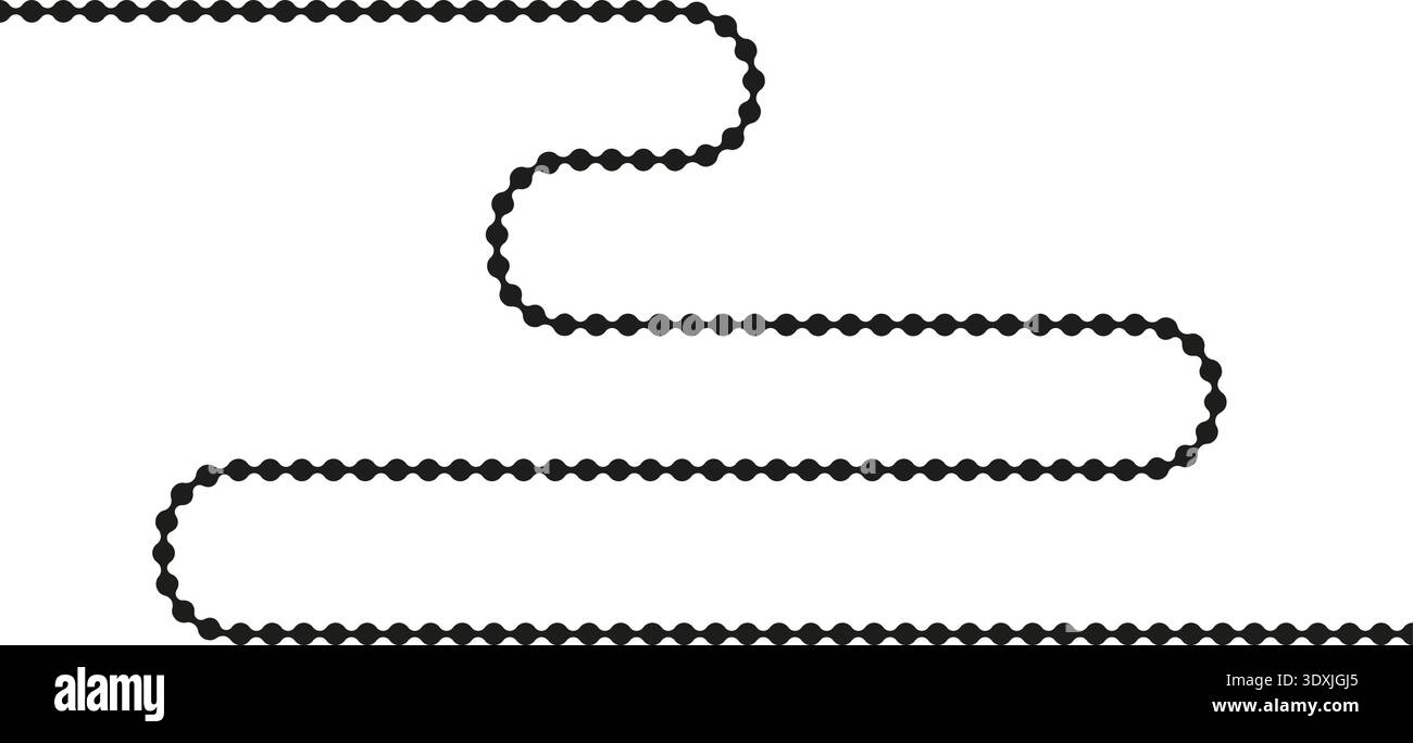 Dotted path forming an extended sinuous curve with fluid, flexible connections. Stock Vector