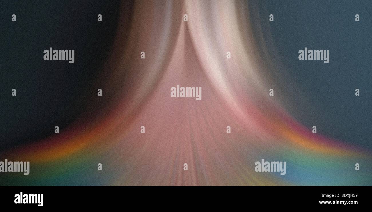 A blurred image showing a light pink and white gradient with a rainbow effect at the bottom edge Stock Photo
