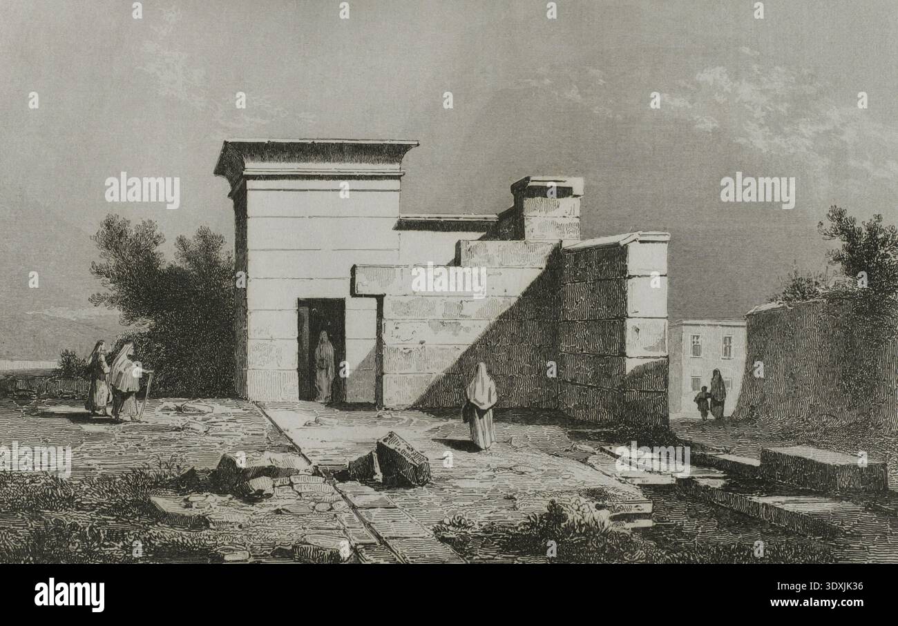 Malta. Ruins of an ancient Phoenician house. Engraving. Lemaitre direxit. History of Malta and Gozo, by Frederic Lacroix. Panorama Universal, Spanish edition, printed in Barcelona, 1850. Stock Photo