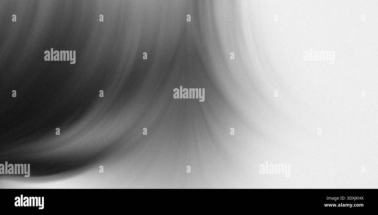 Abstract black and white gradient image with blurred dark shapes and bright white background area Stock Photo