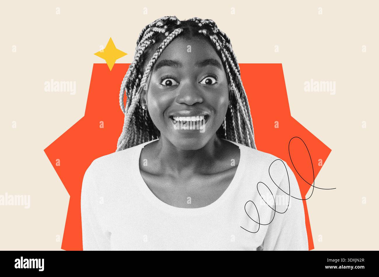 Collage features person smiling hi-res stock photography and images - Alamy