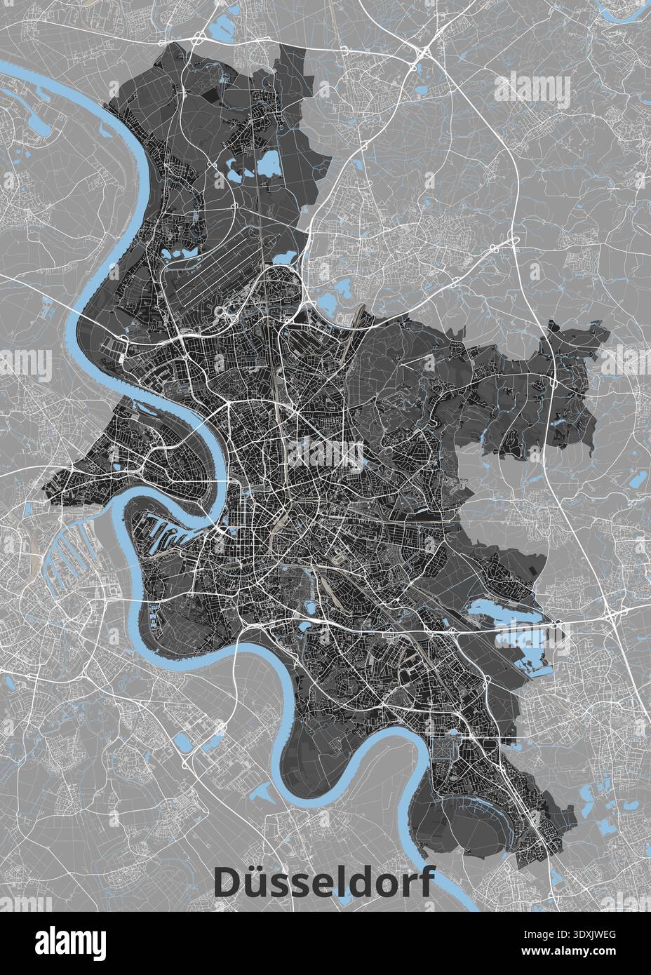 City map of Dusseldorf Germany Stock Vector