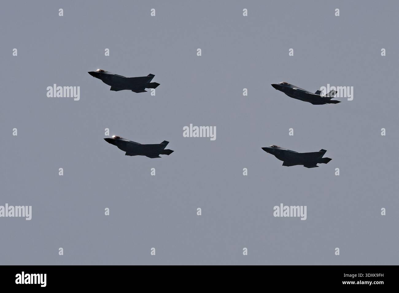 Lockheed Martin Formation Four Israeli Lockheed Martin F-35 Lightning II airplanes flying in ...