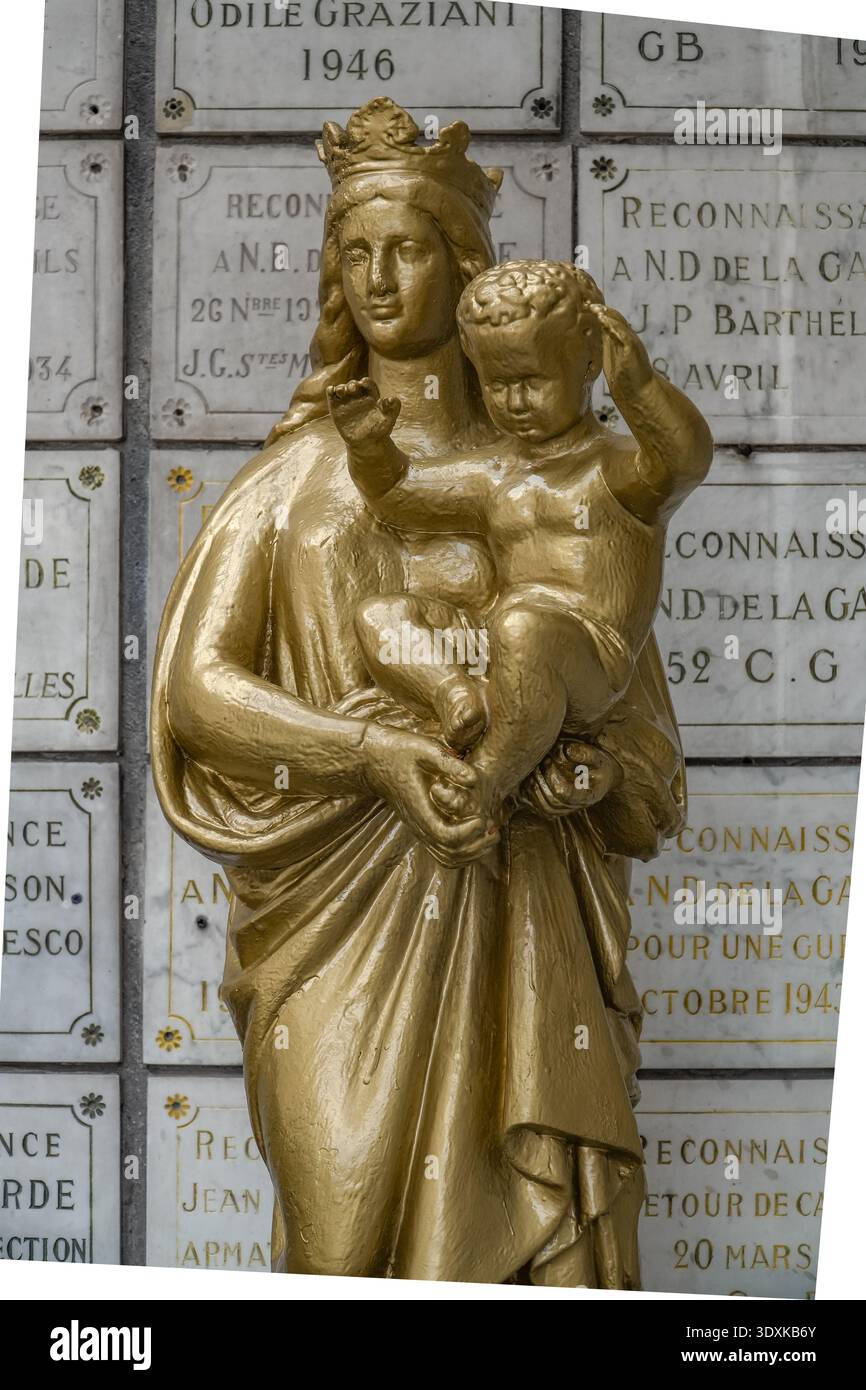 Madonna and Child statue at Notre-Dame de la Garde Basilica. Marseille ...