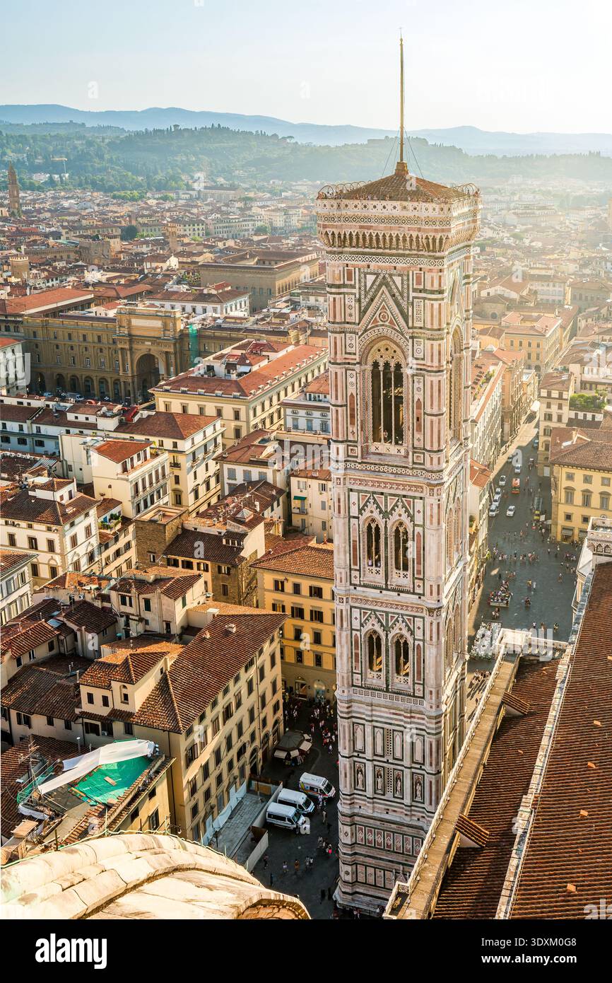 Aerial view of Florence Italy skyline and Giotto Bell Tower Stock Photo ...