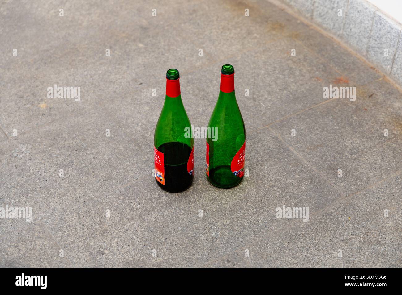 Dina Sangria Bottles Standing Urban Pavement Stock Photo