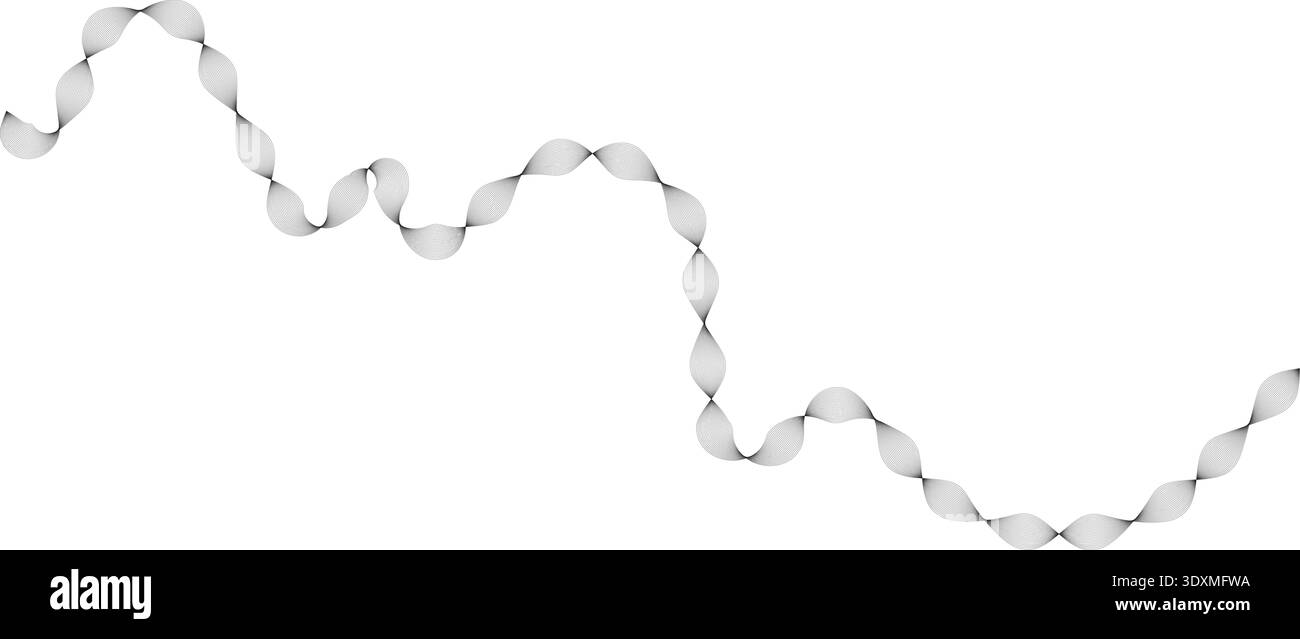 Curved and irregular parallel lines form a chaotic zigzag pattern with dynamic motion. Stock Vector