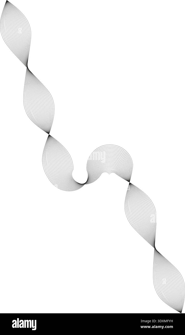 A distorted zigzag shape created by curved parallel lines forming irregular wave patterns. Stock Vector