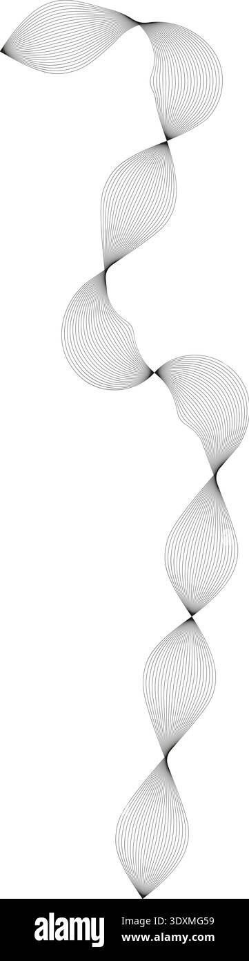 Curved flowing shape with multiple thin parallel lines forming an organic wave pattern. Stock Vector