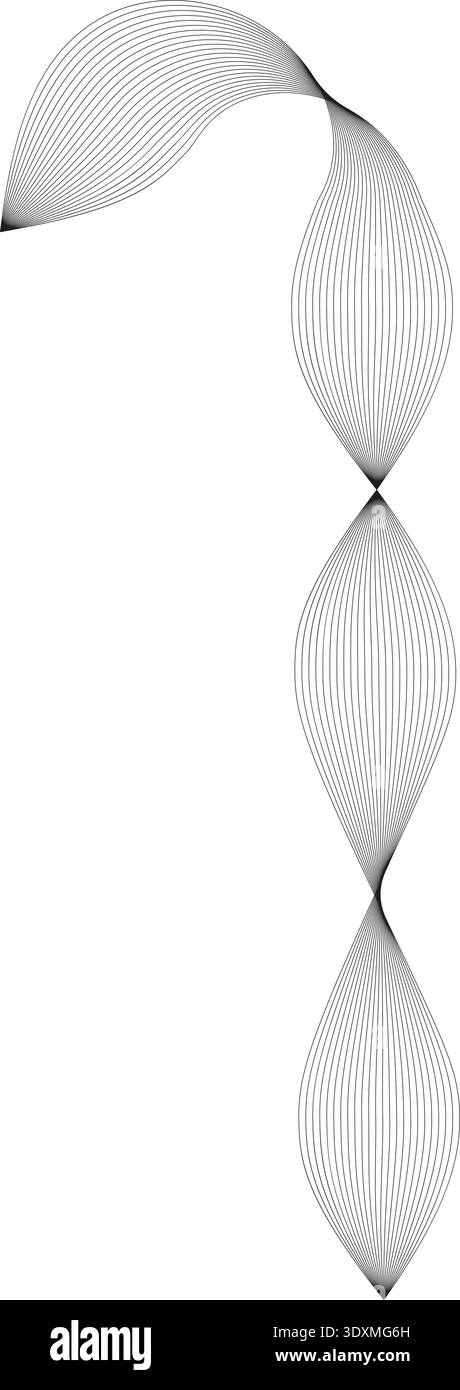 Flowing shape with a single continuous curved form outlined by multiple thin parallel lines. Stock Vector