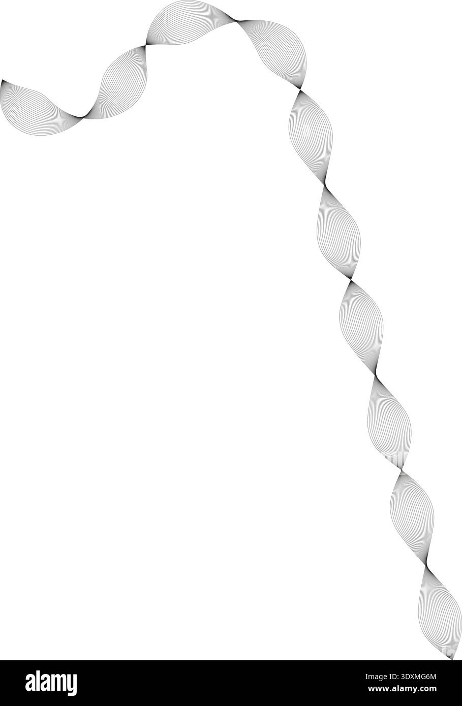 Thin curved shape with multiple parallel lines forming a sharp and continuous wave-like contour. Stock Vector