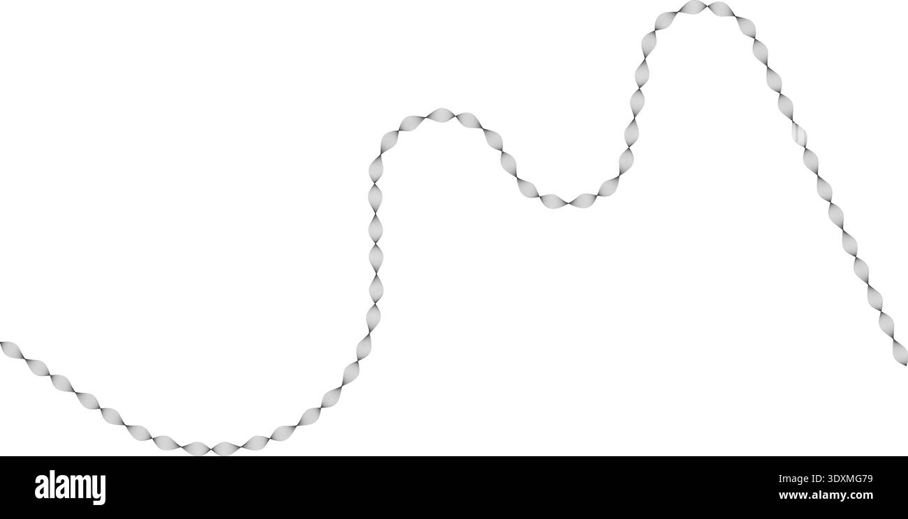 Flowing shape with curved edges and multiple thin parallel lines following a non-uniform random path. Stock Vector