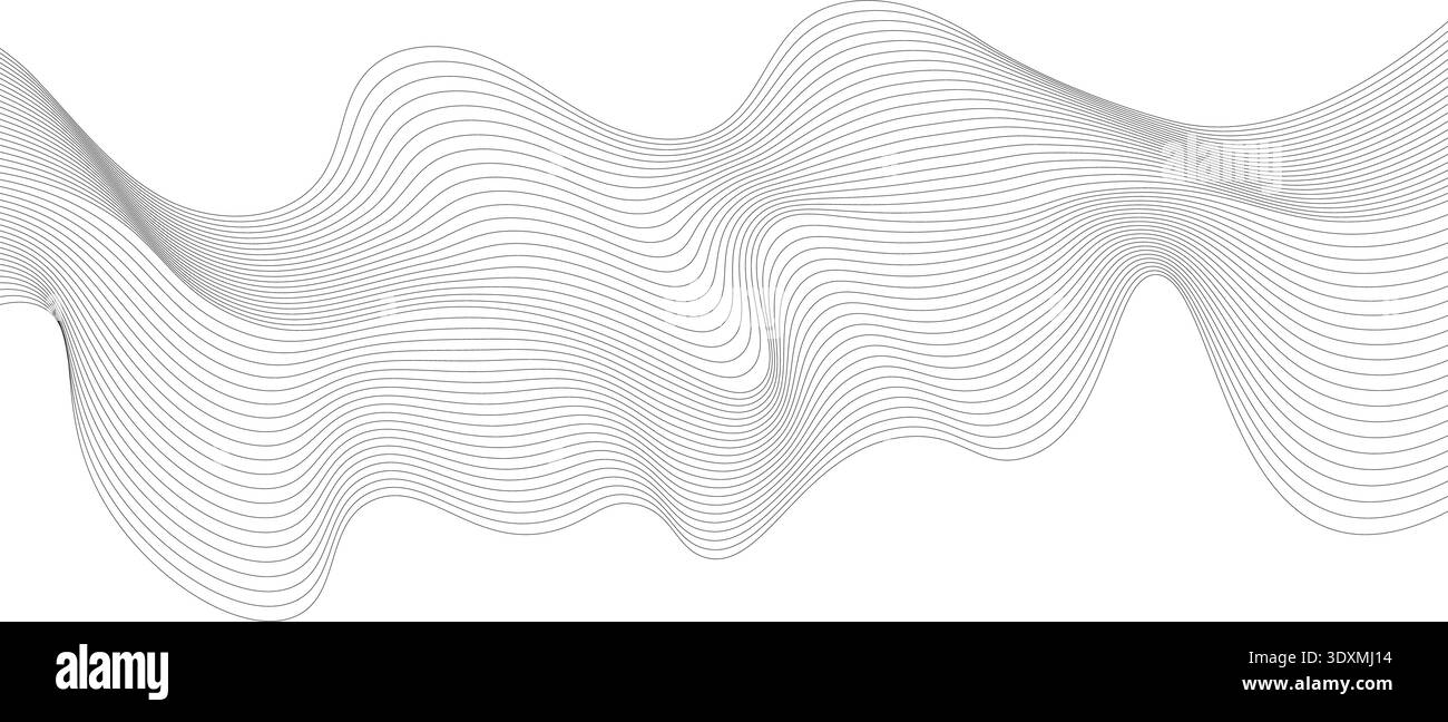 Flowing vector wave composed of black dashed lines and dots creating a dynamic fluid motion Stock Vector