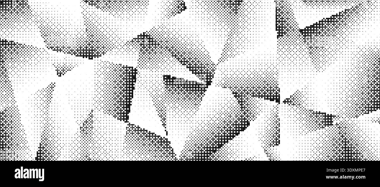 Halftone gradient polygon texture. Rough pixel triangle pattern background. Grunge dotted polygon surface overlay. Geometric gradated polygonal wallpaper overlay. Vector mosaic triangular style cover Stock Vector