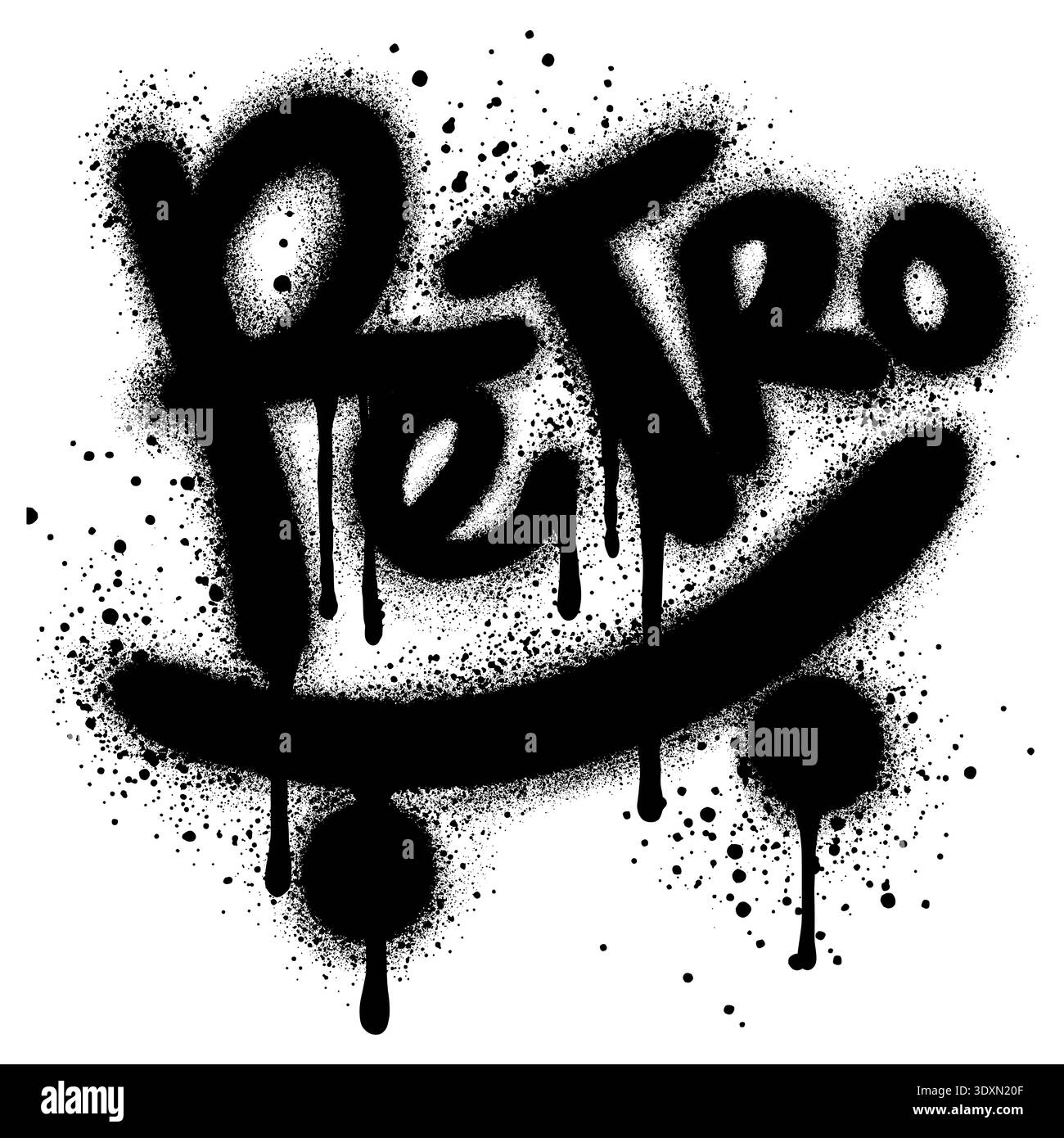 graffiti retro text sprayed in black over white. Stock Vector