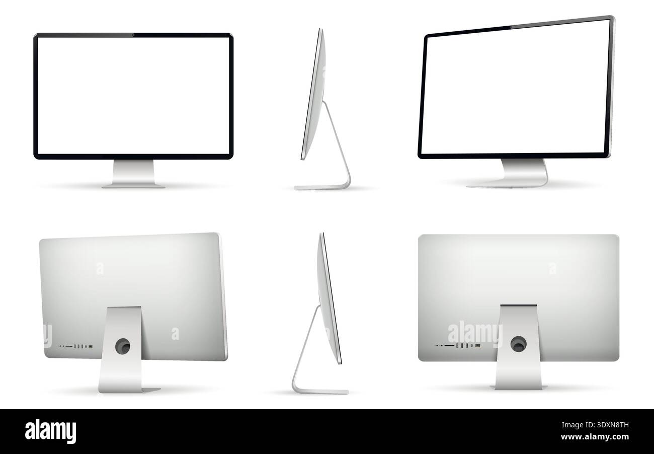 Realistic computer screen mockup. Computer monitor from different ...