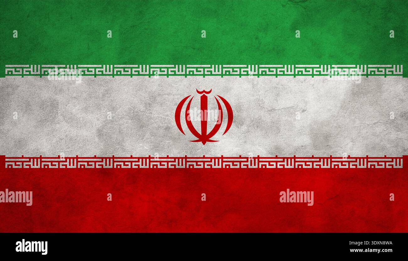 Grunge image of Iranian flag. High resolution. Stock Photo