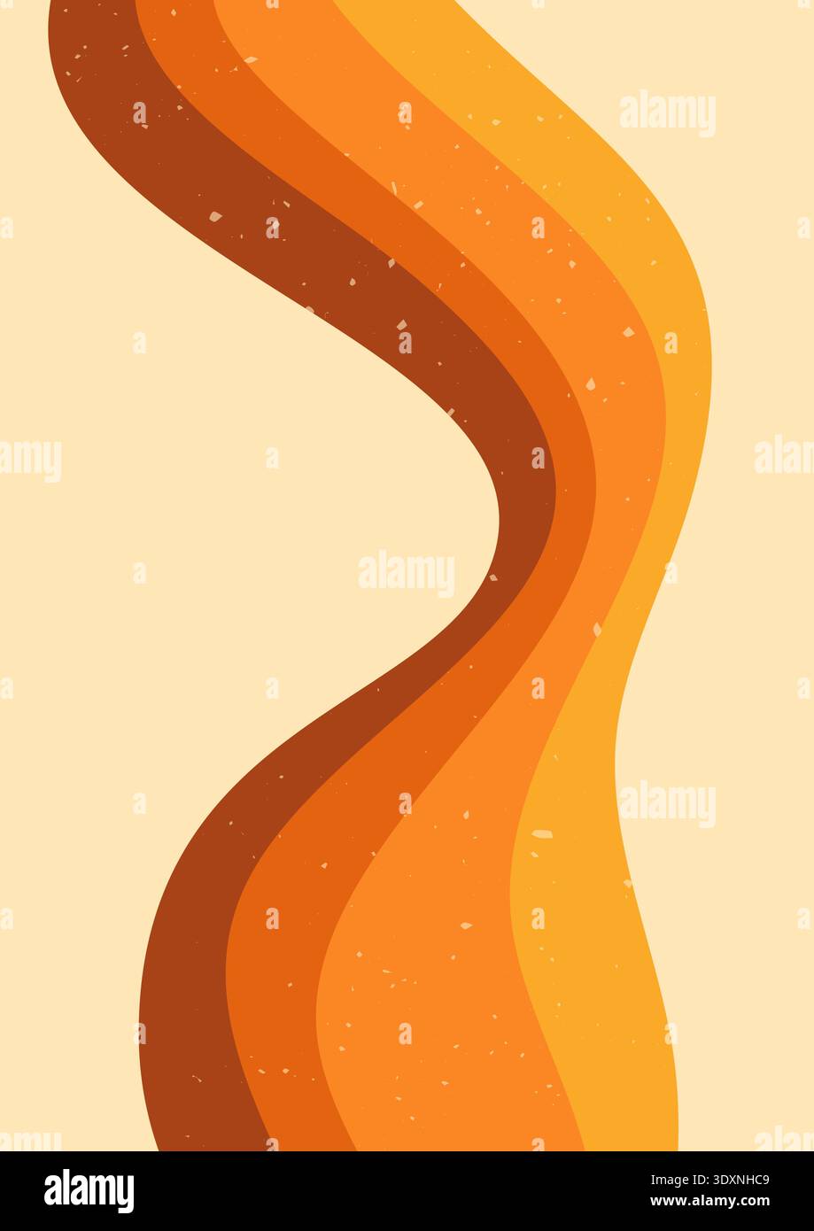 Flowing curves Zebra groovy poster. Stock Vector