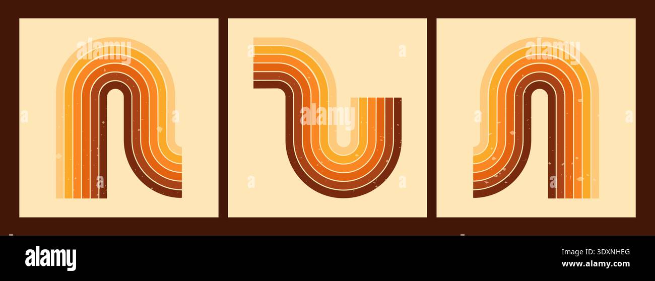 Set with square design and stripe waves. Stock Vector