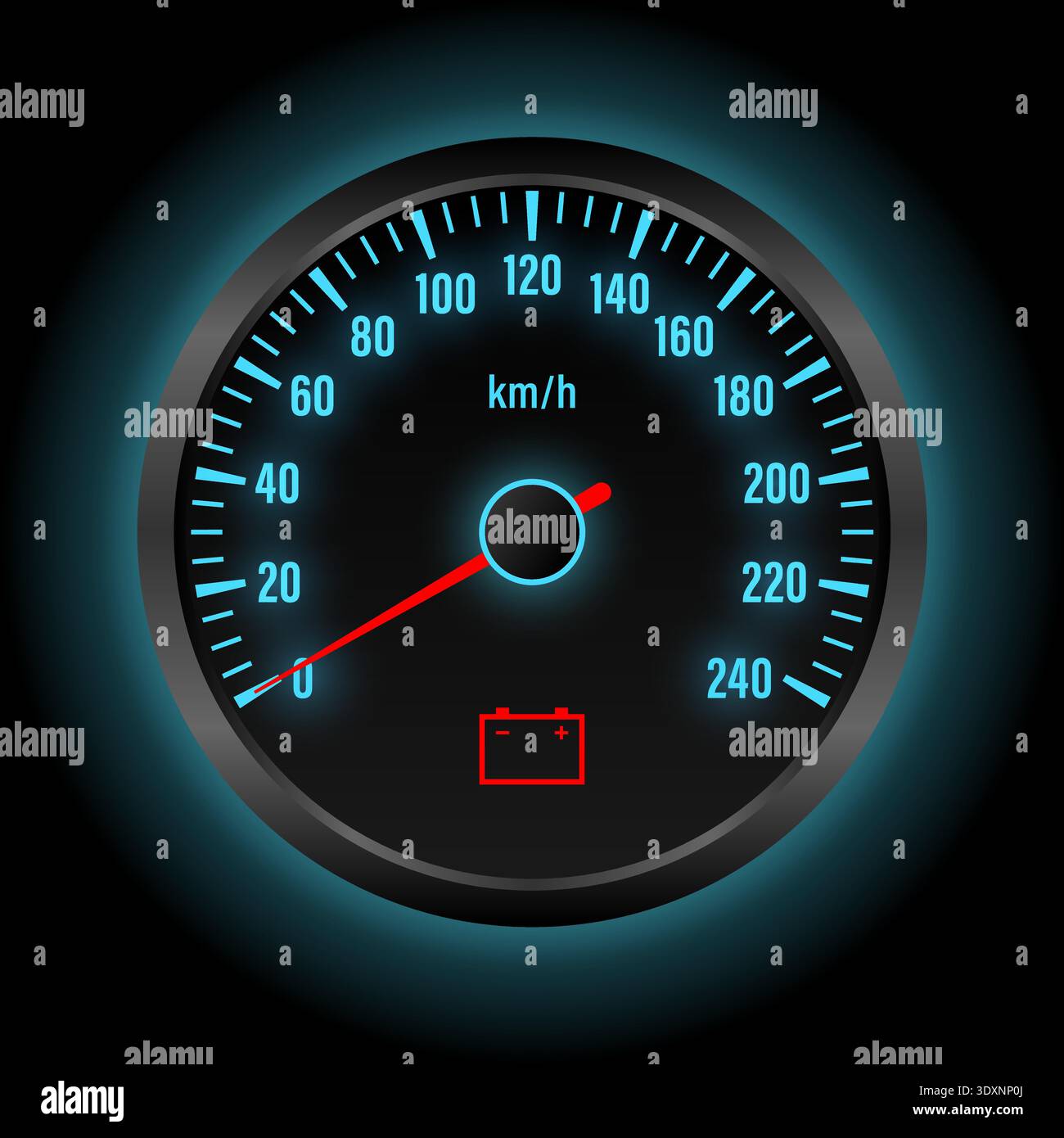 Battery System Warning Light on Car Dashboard. Vector Illustration. Stock Vector